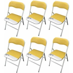 Set Di 6 Sedie Slim Pieghevoli Gialle Color 128 Con Comoda Imbottitura Nella Seduta Per Ospiti, Ufficio, Casa, Campeggio