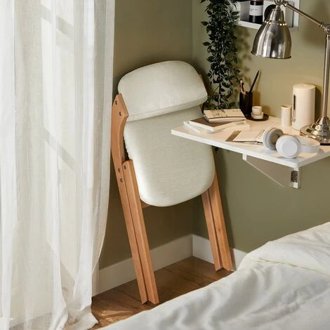 SoBuy Sedia Pieghevole Sedia Da Cucina Con Sedile E Schienale Imbottiti Sedia Da Scrivania In Faggio Bianco FST92-W 5 SoBuy Sedia Pieghevole Sedia Da Cucina Con Sedile E Schienale Imbottiti Sedia Da Scrivania In Faggio Bianco FST92-W - immagine 3