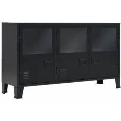 Credenza In Metallo In Stile Industriale 120x35x70 Cm Nera VidaXL