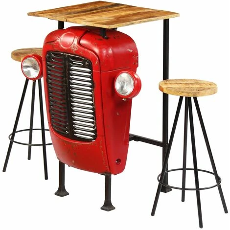 Set Da Bar 3 Pz In Legno Massello Di Mango 60x60x107 Cm VidaXL 4 Set Da Bar 3 Pz In Legno Massello Di Mango 60x60x107 Cm VidaXL - immagine 2