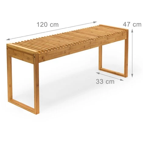 Relaxdays Panca Da Ingresso, HxLxP: 47 X 120 X 33 Cm, Divanetto In Bambù Per Il Corridoio, 3-4 Persone, Legno Naturale 6 Relaxdays Panca Da Ingresso, HxLxP: 47 X 120 X 33 Cm, Divanetto In Bambù Per Il Corridoio, 3-4 Persone, Legno Naturale - immagine 4