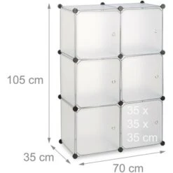 Relaxdays Scaffale Componibile Con Cubi, 6 Ante, Divisorio Per Soggiorno, Fai Da Te, Plastica, HxLxP: 105x70x35 Cm, Trasparente 10 Relaxdays Scaffale Componibile Con Cubi, 6 Ante, Divisorio Per Soggiorno, Fai Da Te, Plastica, HxLxP: 105x70x35 Cm, Trasparente -Vendite HOMCOM || VIDAXL || Songmics 10724261 4