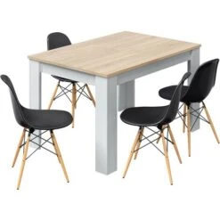 Tavolo 140x90 Cm Allungabile Rovere Chiaro E Bianco Opaco Rovere Chiaro/Bianco -Vendite HOMCOM || VIDAXL || Songmics 11024203 4