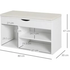 Homcom Scarpiera Panca Con Sedile Imbottito Ribaltabile Da Ingresso Legno 80x30x47cm Bianco 9 Homcom Scarpiera Panca Con Sedile Imbottito Ribaltabile Da Ingresso Legno 80x30x47cm Bianco -Vendite HOMCOM || VIDAXL || Songmics 11033645 3