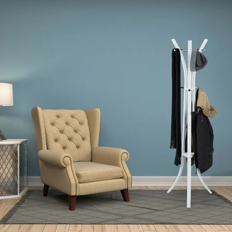 Relaxdays Appendiabiti Da Terra, Attaccapanni Moderno, Per Corridoio, Ingresso, 9 Ganci, 175 Cm, Metallo, Bianco 4 Relaxdays Appendiabiti Da Terra, Attaccapanni Moderno, Per Corridoio, Ingresso, 9 Ganci, 175 Cm, Metallo, Bianco - immagine 2