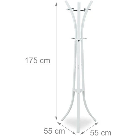 Relaxdays Appendiabiti Da Terra, Attaccapanni Moderno, Per Corridoio, Ingresso, 9 Ganci, 175 Cm, Metallo, Bianco 6 Relaxdays Appendiabiti Da Terra, Attaccapanni Moderno, Per Corridoio, Ingresso, 9 Ganci, 175 Cm, Metallo, Bianco - immagine 4