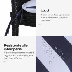 Outsunny Set 6 Cuscini Per Sedia Sfoderabili 100% Poliestere, Bianco E Blu, 42x42x5cm Striscia Blu E Bianca 42x42x5cm -Vendite HOMCOM || VIDAXL || Songmics 11608412 5