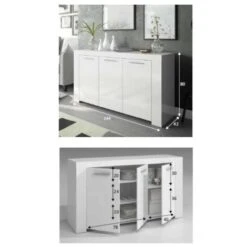 Madia 144x80 Cm Bianco Opaco Con Tre Ante E Tre Ripiani Interni Bianco -Vendite HOMCOM || VIDAXL || Songmics 12285937 3