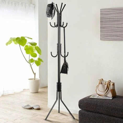 Attaccapanni Appendiabiti A Piantana In Metallo 11 Ganci Colore Nero 36x36x176cm 3 Attaccapanni Appendiabiti A Piantana In Metallo 11 Ganci Colore Nero 36x36x176cm