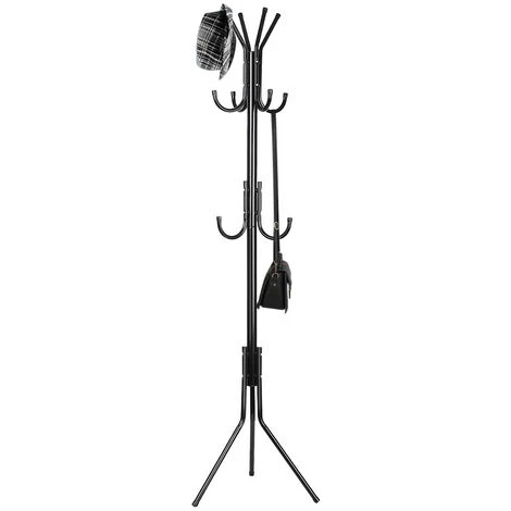 Attaccapanni Appendiabiti A Piantana In Metallo 11 Ganci Colore Nero 36x36x176cm 6 Attaccapanni Appendiabiti A Piantana In Metallo 11 Ganci Colore Nero 36x36x176cm - immagine 4