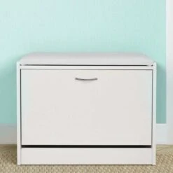 Scarpiera Panca 1 Anta Tripla Profondita Con Seduta In Eco Pelle Bianco 60x30x48 -Vendite HOMCOM || VIDAXL || Songmics 14766316 3