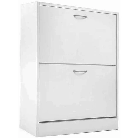 Scarpiera 2 Ante Ripiani Doppia Profondita In Melamina 60x24x83cm Colore Bianco 4 Scarpiera 2 Ante Ripiani Doppia Profondita In Melamina 60x24x83cm Colore Bianco - immagine 2