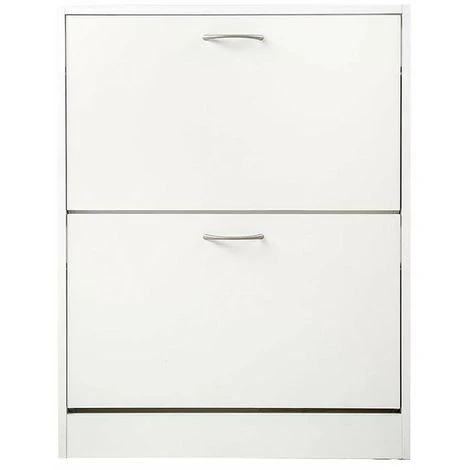 Scarpiera 2 Ante Ripiani Doppia Profondita In Melamina 60x24x83cm Colore Bianco 5 Scarpiera 2 Ante Ripiani Doppia Profondita In Melamina 60x24x83cm Colore Bianco - immagine 3
