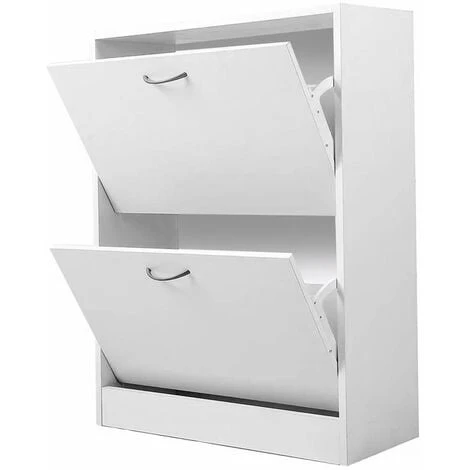 Scarpiera 2 Ante Ripiani Doppia Profondita In Melamina 60x24x83cm Colore Bianco 6 Scarpiera 2 Ante Ripiani Doppia Profondita In Melamina 60x24x83cm Colore Bianco - immagine 4