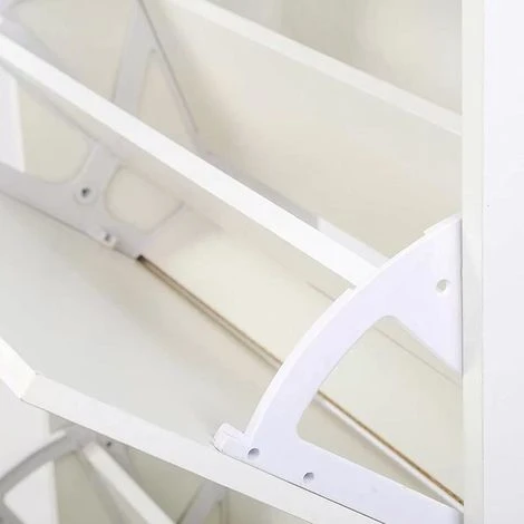 Scarpiera 2 Ante Ripiani Doppia Profondita In Melamina 60x24x83cm Colore Bianco 7 Scarpiera 2 Ante Ripiani Doppia Profondita In Melamina 60x24x83cm Colore Bianco - immagine 5