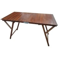 Tavolo Richiudibile LAURA A Strisce In Legno 70x140 Cm NOCE