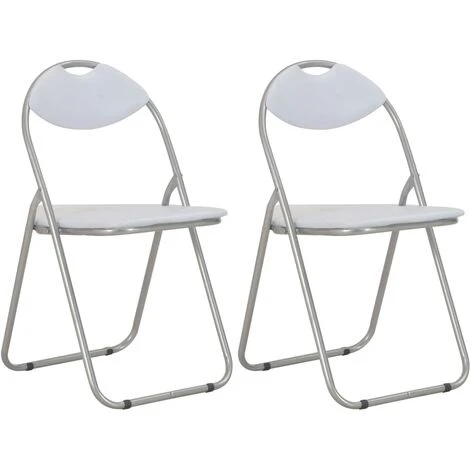 Sedie Da Pranzo Pieghevoli 2 Pz Bianche In Similpelle VidaXL 3 Sedie Da Pranzo Pieghevoli 2 Pz Bianche In Similpelle VidaXL