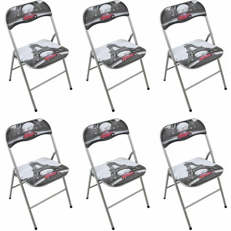 Set Di 6 Sedie Slim Pieghevoli Parigi Di Design Con Comoda Imbottitura Nella Seduta Per Ospiti, Ufficio, Casa 3 Set Di 6 Sedie Slim Pieghevoli Parigi Di Design Con Comoda Imbottitura Nella Seduta Per Ospiti, Ufficio, Casa