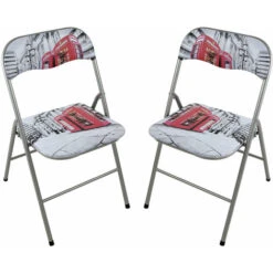Set Di 2 Sedie Slim Pieghevoli Londra Di Design Con Comoda Imbottitura Nella Seduta Per Ospiti, Ufficio, Casa
