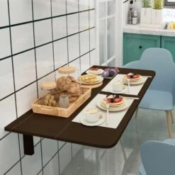 COSTWAY Tavolo Pieghevole A Muro, Tavolino Porta PC Da Parete In Legno, Tavolo A Scomparsa Multifunzionale, Ideale Per Soggiorno, Cucina E Studio, 80 X 60 X 45 Cm (Marrone) -Vendite HOMCOM || VIDAXL || Songmics 15820091 5