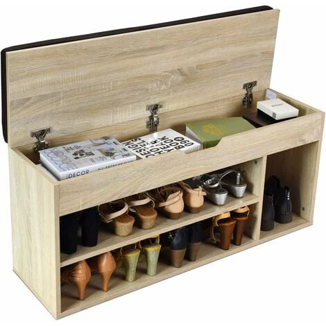 COSTWAY Panca Scarpiera, 103,5 X 48 X 30 Cm, Panca Porta Scarpe Con Tappeto Morbido Rimovibile E L’unità Contenitore, Spazio Per 9 Paia Di Scarpe, Colore Naturale Legno 3 COSTWAY Panca Scarpiera, 103,5 X 48 X 30 Cm, Panca Porta Scarpe Con Tappeto Morbido Rimovibile E L’unità Contenitore, Spazio Per 9 Paia Di Scarpe, Colore Naturale Legno