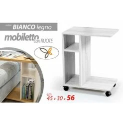 Mobile Bianco Da Divano Portariviste Tavolino 45x30x56