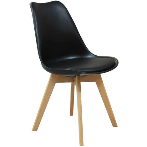 Set Di 4 Sedie Di Design Moderne In Polipropilene Nero E Legno Massello Di Faggio Per Sala Da Pranzo Locale Bar Ristorante 4 Set Di 4 Sedie Di Design Moderne In Polipropilene Nero E Legno Massello Di Faggio Per Sala Da Pranzo Locale Bar Ristorante - immagine 2