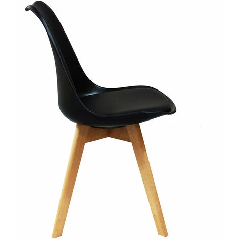 Set Di 4 Sedie Di Design Moderne In Polipropilene Nero E Legno Massello Di Faggio Per Sala Da Pranzo Locale Bar Ristorante 5 Set Di 4 Sedie Di Design Moderne In Polipropilene Nero E Legno Massello Di Faggio Per Sala Da Pranzo Locale Bar Ristorante - immagine 3