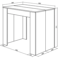 Skraut Home - Tavolo Consolle Per Sala Da Pranzo E Soggiorno, Rettangolare, Allungabile Fino A 140 Cm, Colore Bianco Opaco, Fino A 6 Persone, Dimensioni Chiuso: 90x50x75 Cm. -Vendite HOMCOM || VIDAXL || Songmics 17391690 4