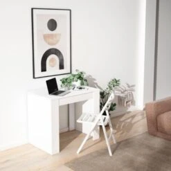 Skraut Home - Tavolo Consolle Per Sala Da Pranzo E Soggiorno, Rettangolare, Allungabile Fino A 237 Cm, Colore Bianco Opaco, Fino A 10 Persone, Dimensioni Chiuso: 90x50x75 Cm. 8 Skraut Home - Tavolo Consolle Per Sala Da Pranzo E Soggiorno, Rettangolare, Allungabile Fino A 237 Cm, Colore Bianco Opaco, Fino A 10 Persone, Dimensioni Chiuso: 90x50x75 Cm. -Vendite HOMCOM || VIDAXL || Songmics 17391695 3