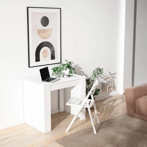 Skraut Home - Tavolo Consolle Per Sala Da Pranzo E Soggiorno, Rettangolare, Allungabile Fino A 237 Cm, Colore Bianco Opaco, Fino A 10 Persone, Dimensioni Chiuso: 90x50x75 Cm. 5 Skraut Home - Tavolo Consolle Per Sala Da Pranzo E Soggiorno, Rettangolare, Allungabile Fino A 237 Cm, Colore Bianco Opaco, Fino A 10 Persone, Dimensioni Chiuso: 90x50x75 Cm. - immagine 3