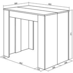 Skraut Home - Tavolo Consolle Per Sala Da Pranzo E Soggiorno, Rettangolare, Allungabile Fino A 237 Cm, Colore Bianco Opaco, Fino A 10 Persone, Dimensioni Chiuso: 90x50x75 Cm. 9 Skraut Home - Tavolo Consolle Per Sala Da Pranzo E Soggiorno, Rettangolare, Allungabile Fino A 237 Cm, Colore Bianco Opaco, Fino A 10 Persone, Dimensioni Chiuso: 90x50x75 Cm. -Vendite HOMCOM || VIDAXL || Songmics 17391695 4