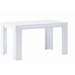 Skraut Home - Tavolo Consolle Da Pranzo E Soggiorno, Rettangolare Da 140 Cm, Bianco Opaco: Tavolo Da Pranzo 140 Cm, Bianco Opaco, Misure: 80 Larghezza X 138 Lunghezza 75 Cm Altezza Fino A 6 Persone
