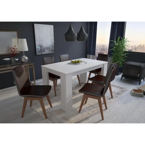 Skraut Home - Tavolo Consolle Da Pranzo E Soggiorno, Rettangolare Da 140 Cm, Bianco Opaco: Tavolo Da Pranzo 140 Cm, Bianco Opaco, Misure: 80 Larghezza X 138 Lunghezza 75 Cm Altezza Fino A 6 Persone 4 Skraut Home - Tavolo Consolle Da Pranzo E Soggiorno, Rettangolare Da 140 Cm, Bianco Opaco: Tavolo Da Pranzo 140 Cm, Bianco Opaco, Misure: 80 Larghezza X 138 Lunghezza 75 Cm Altezza Fino A 6 Persone - immagine 2