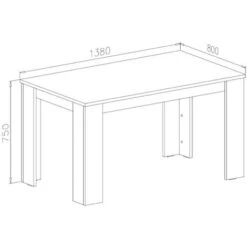Skraut Home - Tavolo Consolle Da Pranzo E Soggiorno, Rettangolare, Da 140 Cm, Colore Rovere Chiaro, Misure: 80 Larghezza X 138 Lunghezza 75 Cm Altezza Fino A 6 Persone -Vendite HOMCOM || VIDAXL || Songmics 17391699 3
