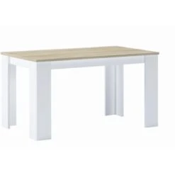 Skraut Home - Tavolo Da Pranzo E Soggiorno, Rettangolare, Da 140 Cm, Rovere Chiaro E Bianco, Misure: 80 L X 138 Lunghezza 75 Cm Altezza Fino A 6 Persone