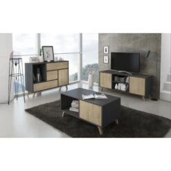 Skraut Home - Portascarpe WIND, Struttura Colore Grigio Antracite, Colore Puccini Sulle 2 Ante Basculanti E Cassetto, Misure 90x26x101,5cm Di Altezza. -Vendite HOMCOM || VIDAXL || Songmics 17391718 4