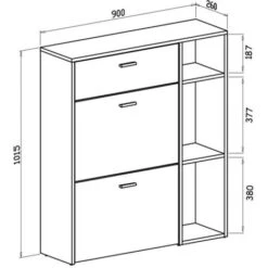 Skraut Home - Portascarpe WIND, Struttura Colore Grigio Antracite, Colore Puccini Sulle 2 Ante Basculanti E Cassetto, Misure 90x26x101,5cm Di Altezza. -Vendite HOMCOM || VIDAXL || Songmics 17391718 5