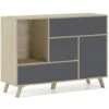 Skraut Home - Credenza Sala Da Pranzo, Mobili Ausiliari Buffet WIND 1 Anta, 3 Cassetti, Struttura Colore Puccini E Colore Anta E Cassetti Grigio Antracite, Misure: 120x40x86cm. -Vendite HOMCOM || VIDAXL || Songmics 17391724 1