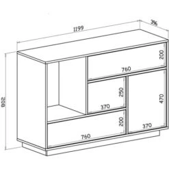 Skraut Home - Credenza Sala Da Pranzo, Mobili Ausiliari Buffet WIND 1 Anta, 3 Cassetti, Struttura Colore Puccini E Colore Anta E Cassetti Grigio Antracite, Misure: 120x40x86cm. -Vendite HOMCOM || VIDAXL || Songmics 17391724 5