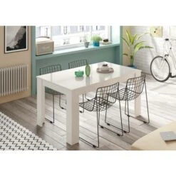 Dmora Tavolo Allungabile Midland, Tavolo Per Sala Da Pranzo Allungabile, Tavolo Da Pranzo Estensibile Con Allunga, Cm 140/190x90h78, Bianco Lucido, Con Imballo Rinforzato -Vendite HOMCOM || VIDAXL || Songmics 17737422 4