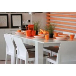 Dmora Tavolo Allungabile Midland, Tavolo Per Sala Da Pranzo Allungabile, Tavolo Da Pranzo Estensibile Con Allunga, Cm 140/190x90h78, Bianco Lucido, Con Imballo Rinforzato -Vendite HOMCOM || VIDAXL || Songmics 17737422 5