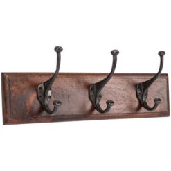 Appendiabiti Da Parete 43X12X20 Marrone Attaccapanni Da Muro In Legno Scuro 3 Ganci Appendiabiti In Ferro Appendiabiti Ingresso -Vendite HOMCOM || VIDAXL || Songmics 18030081 3