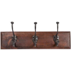 Appendiabiti Da Parete 43X12X20 Marrone Attaccapanni Da Muro In Legno Scuro 3 Ganci Appendiabiti In Ferro Appendiabiti Ingresso -Vendite HOMCOM || VIDAXL || Songmics 18030081 4