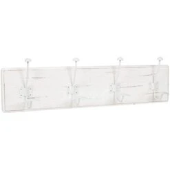Appendiabiti Da Parete 78x10x21 Cm Attaccapanni Da Muro In Legno Appendiabiti Bianco Con 4 Ganci In Ferro Appendiabiti Ingresso