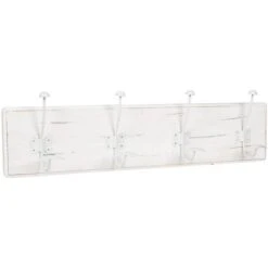 Appendiabiti Da Parete 78x10x21 Cm Attaccapanni Da Muro In Legno Appendiabiti Bianco Con 4 Ganci In Ferro Appendiabiti Ingresso -Vendite HOMCOM || VIDAXL || Songmics 18030439 3