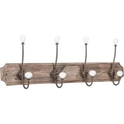 Appendiabiti Da Parete 65x10x21 Cm Attaccapanni Da Muro In Legno Scuro 4 Ganci Appendiabiti In Ferro Appendiabiti Ingresso -Vendite HOMCOM || VIDAXL || Songmics 18030465 3