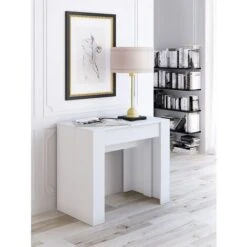 TAVOLO CONSOLLE ALLUNGABILE LAMINATO BIANCO 90X52CM