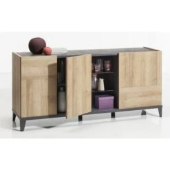 CREDENZA 3 ANTE NERO PORTLAND E RIVIERA OAK