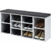 COSTWAY Scarpiera Salvaspazio Da Ingresso Con 10 Scomparti, Panca Contenitore Con Cuscino, Cassapanca Portascarpe 104 X 30 X 48cm, Bianco